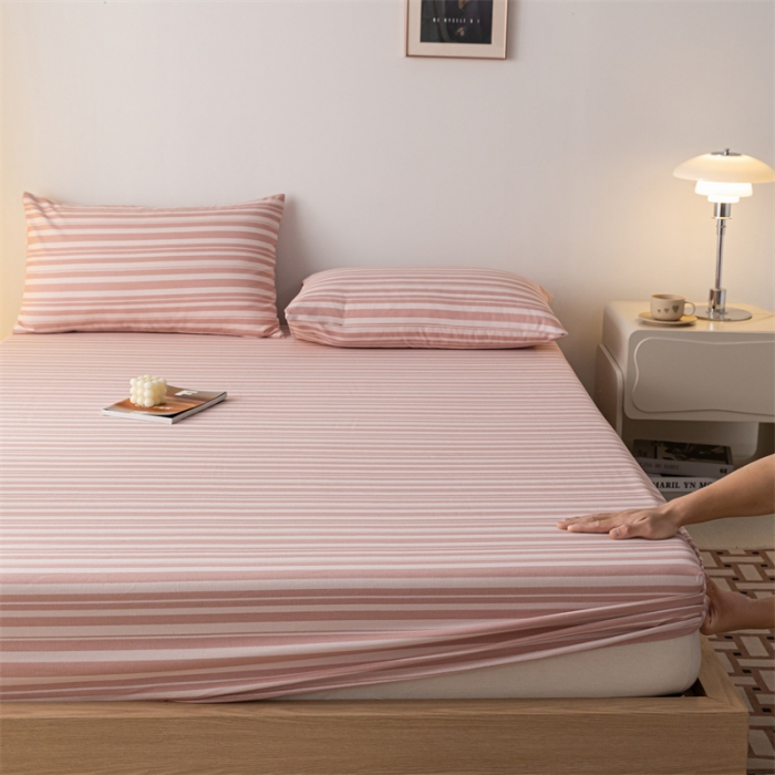 91家纺网 家纺一手货源 找家纺 蓝巢家纺 2023新款A类母婴级四季可用全棉老粗布单品系列单床笠 素采粉