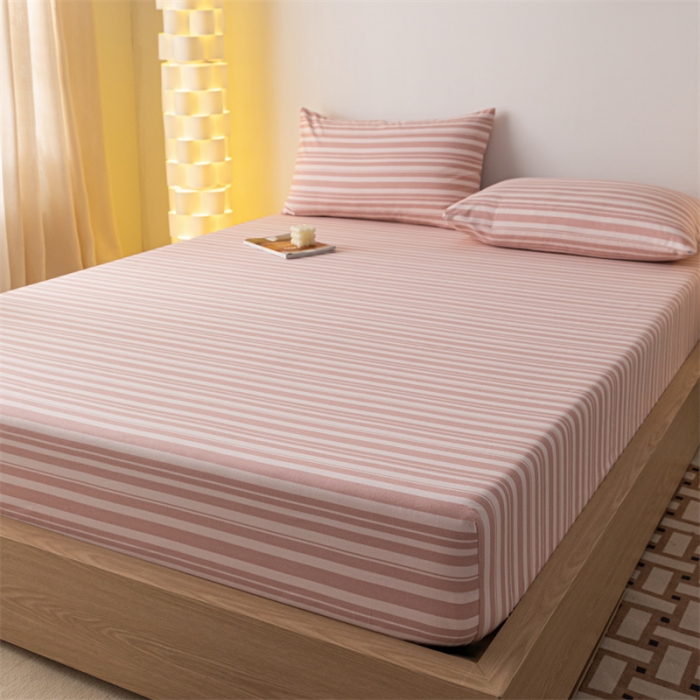 91家纺网 家纺一手货源 找家纺 蓝巢家纺 2023新款A类母婴级四季可用全棉老粗布单品系列单床笠 素采粉