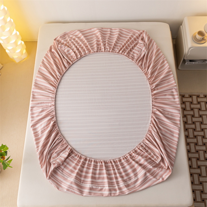 91家纺网 家纺一手货源 找家纺 蓝巢家纺 2023新款A类母婴级四季可用全棉老粗布单品系列单床笠 素采粉