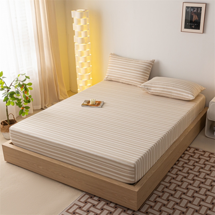 91家纺网 家纺一手货源 找家纺 蓝巢家纺 2023新款A类母婴级四季可用全棉老粗布单品系列单床笠 素采米