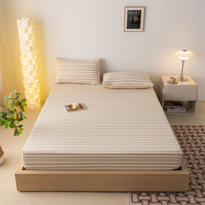 91家纺网 家纺一手货源 找家纺 蓝巢家纺 2023新款A类母婴级四季可用全棉老粗布单品系列单床笠 素采米