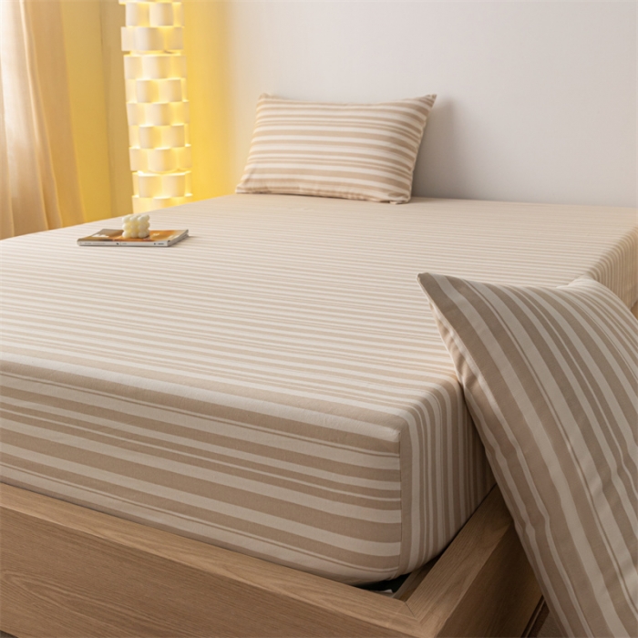 91家纺网 家纺一手货源 找家纺 蓝巢家纺 2023新款A类母婴级四季可用全棉老粗布单品系列单床笠 素采米