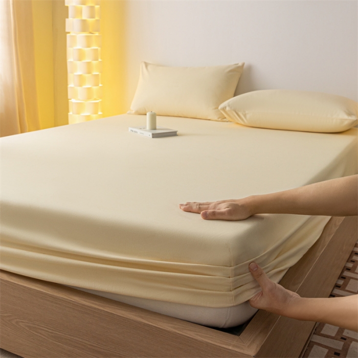 91家纺网 家纺一手货源 找家纺 蓝巢家纺 2023新款A类母婴级四季可用全棉老粗布单品系列单床笠 月白