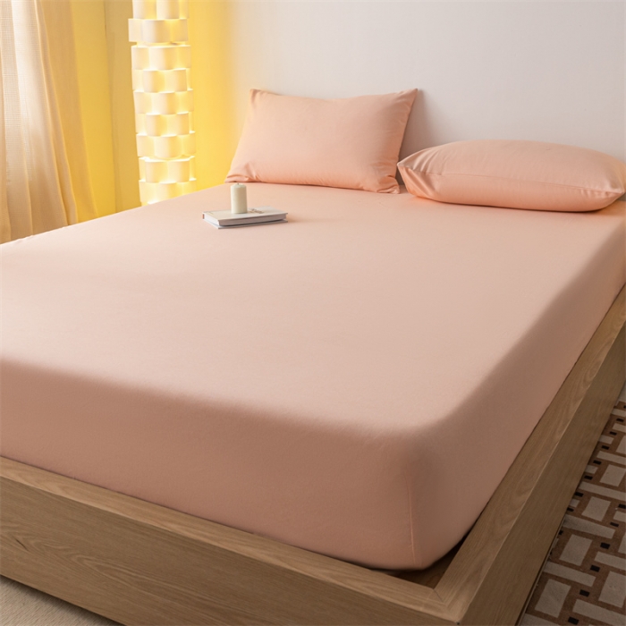 91家纺网 家纺一手货源 找家纺 蓝巢家纺 2023新款A类母婴级四季可用全棉老粗布单品系列单床笠 月白粉