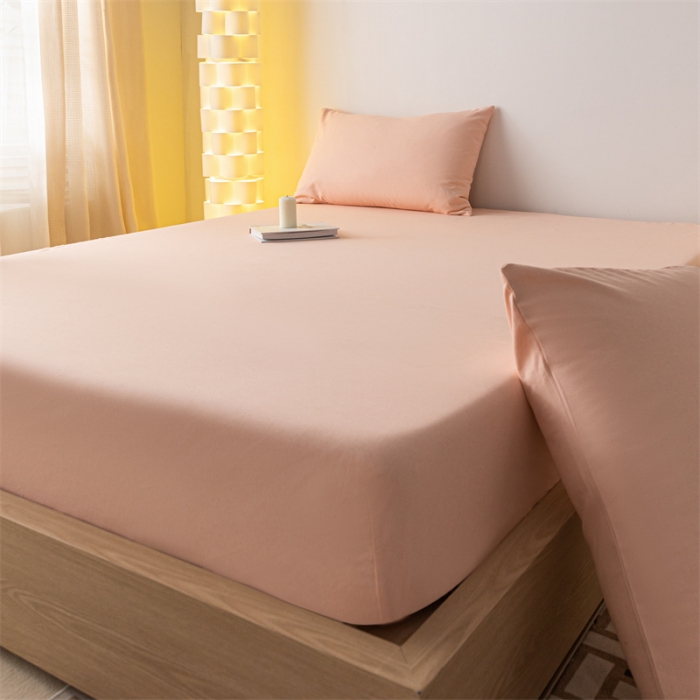 91家纺网 家纺一手货源 找家纺 蓝巢家纺 2023新款A类母婴级四季可用全棉老粗布单品系列单床笠 月白粉