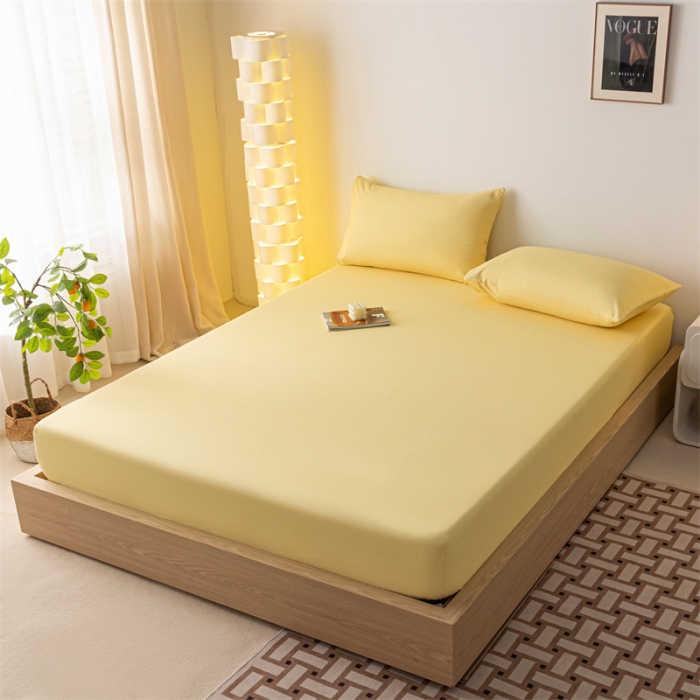 91家纺网 家纺一手货源 找家纺 蓝巢家纺 2023新款A类母婴级四季可用全棉老粗布单品系列单床笠 月白黄