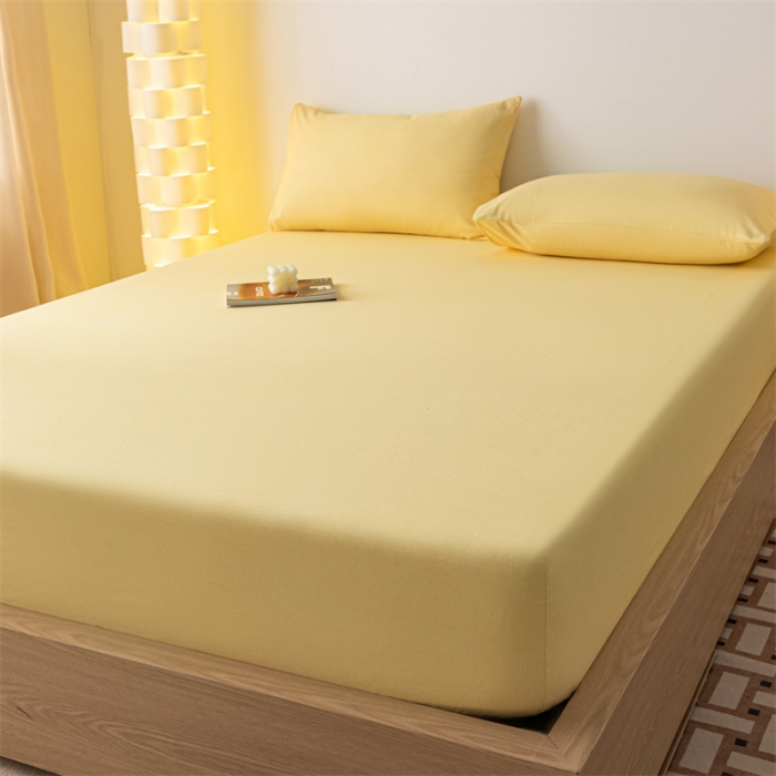 91家纺网 家纺一手货源 找家纺 蓝巢家纺 2023新款A类母婴级四季可用全棉老粗布单品系列单床笠 月白黄