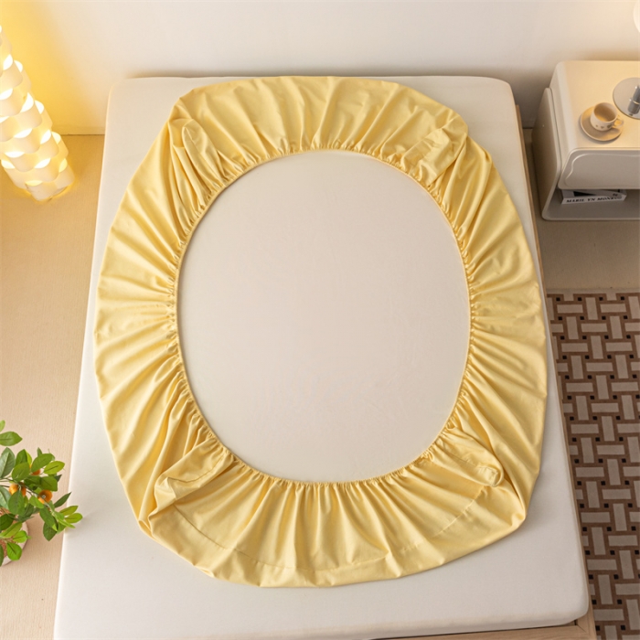 91家纺网 家纺一手货源 找家纺 蓝巢家纺 2023新款A类母婴级四季可用全棉老粗布单品系列单床笠 月白黄