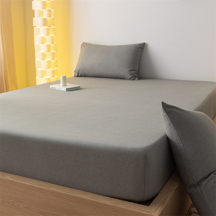 91家纺网 家纺一手货源 找家纺 蓝巢家纺 2023新款A类母婴级四季可用全棉老粗布单品系列单床笠 月白灰