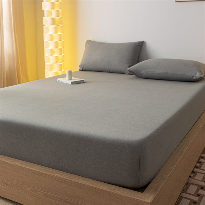 91家纺网 家纺一手货源 找家纺 蓝巢家纺 2023新款A类母婴级四季可用全棉老粗布单品系列单床笠 月白灰