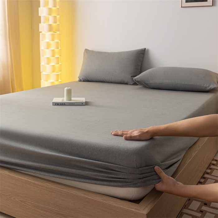 91家纺网 家纺一手货源 找家纺 蓝巢家纺 2023新款A类母婴级四季可用全棉老粗布单品系列单床笠 月白灰