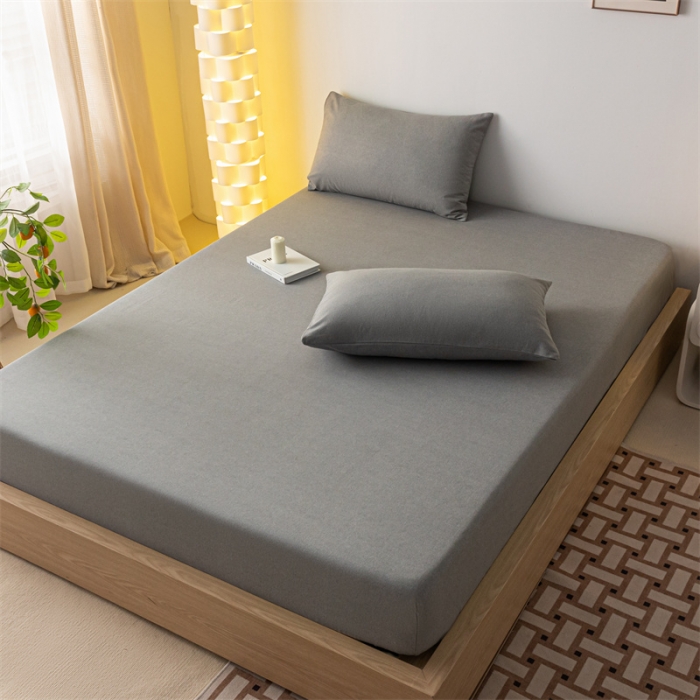 91家纺网 家纺一手货源 找家纺 蓝巢家纺 2023新款A类母婴级四季可用全棉老粗布单品系列单床笠 月白灰