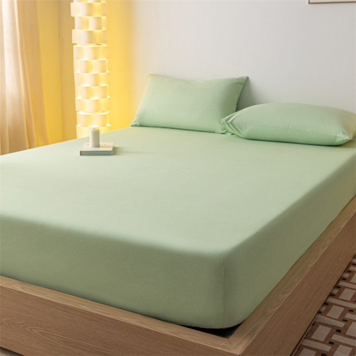 91家纺网 家纺一手货源 找家纺 蓝巢家纺 2023新款A类母婴级四季可用全棉老粗布单品系列单床笠 月白绿