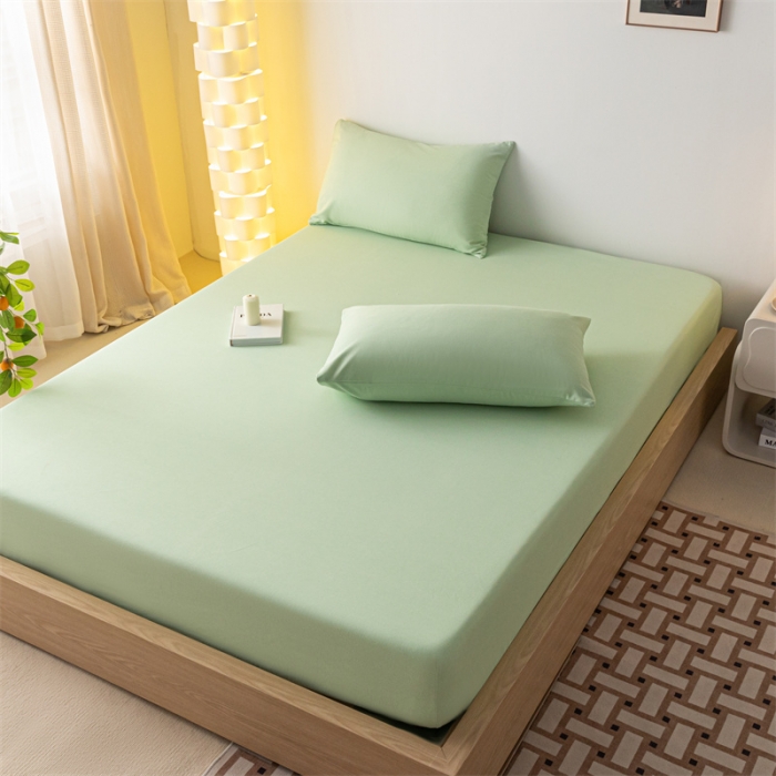 91家纺网 家纺一手货源 找家纺 蓝巢家纺 2023新款A类母婴级四季可用全棉老粗布单品系列单床笠 月白绿