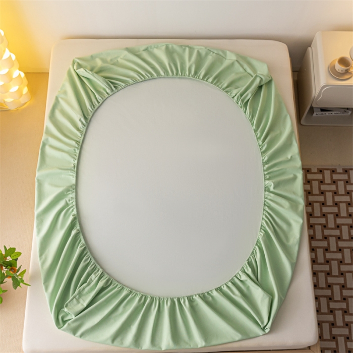 91家纺网 家纺一手货源 找家纺 蓝巢家纺 2023新款A类母婴级四季可用全棉老粗布单品系列单床笠 月白绿