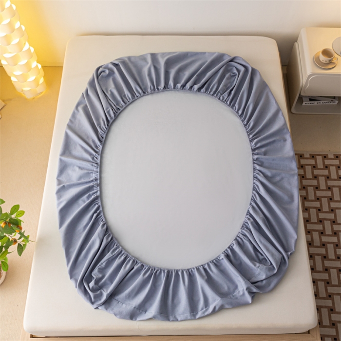 91家纺网 家纺一手货源 找家纺 蓝巢家纺 2023新款A类母婴级四季可用全棉老粗布单品系列单床笠 月白紫