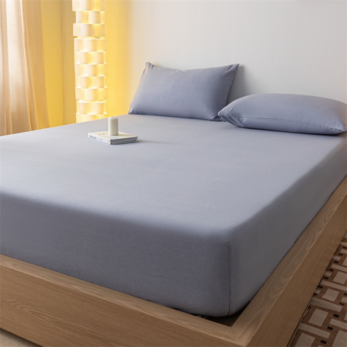 91家纺网 家纺一手货源 找家纺 蓝巢家纺 2023新款A类母婴级四季可用全棉老粗布单品系列单床笠 月白紫