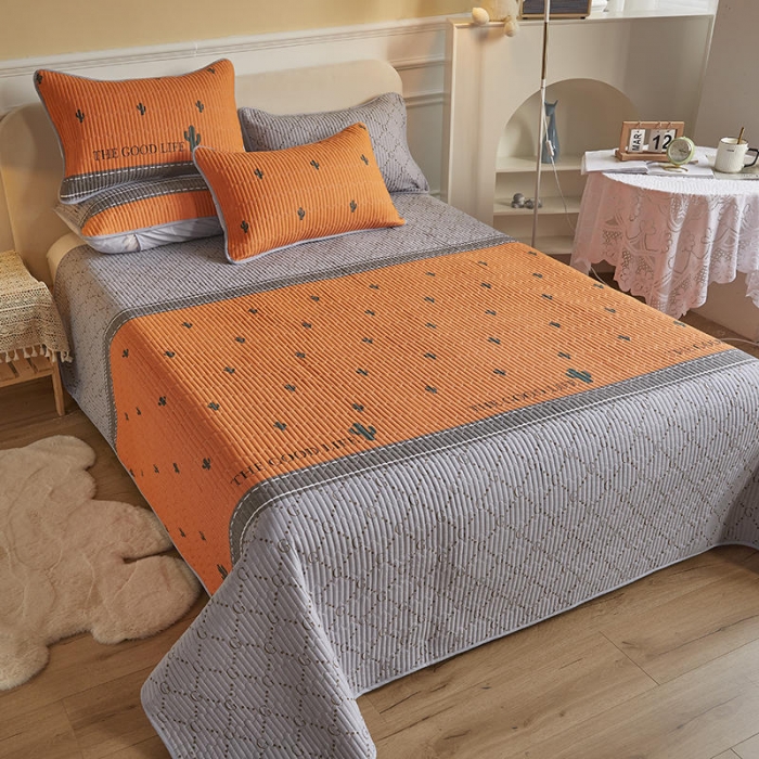 91家纺网 家纺一手货源 找家纺 莎果 2024新款正面纯棉绗缝床盖 乐享生活