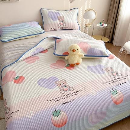 莎果 2024新款正面纯棉绗缝床盖 可爱熊