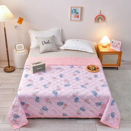 91家纺网 家纺一手货源 找家纺 被多多被业 2023新款水洗棉印花夏凉被空调被 芭蕉-粉