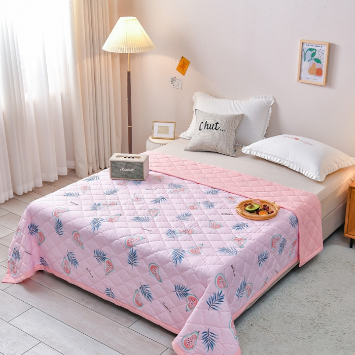 91家纺网 家纺一手货源 找家纺 被多多被业 2023新款水洗棉印花夏凉被空调被 芭蕉-粉