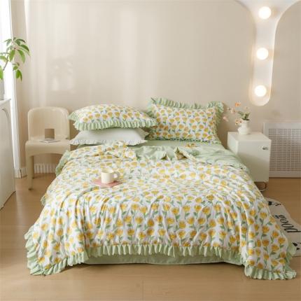 91家纺网 家纺一手货源 找家纺 （总） 2023韩版花边水洗棉夏被四件套直播微商夏凉被空调被 馨明