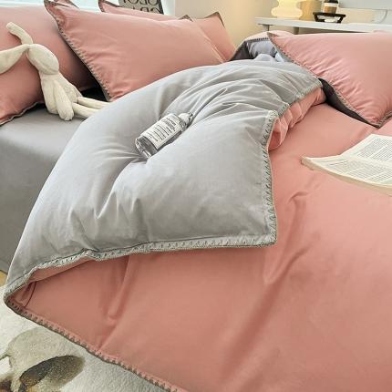 91家纺网 家纺一手货源 找家纺 莱登卡奴 2023新款全棉13374贝壳绣系列  贝壳绣-豆沙拼灰