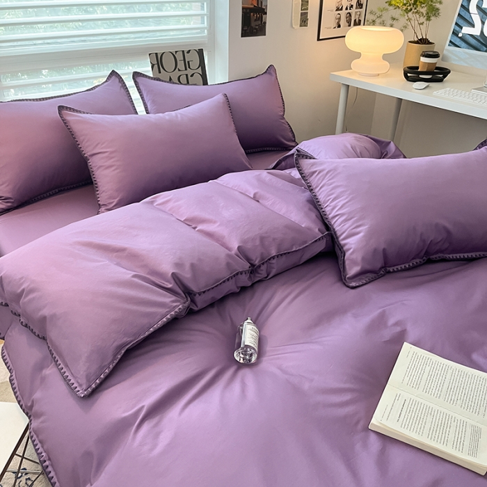 91家纺网 家纺一手货源 找家纺 莱登卡奴 2023新款全棉13374贝壳绣系列 贝壳绣-暗紫