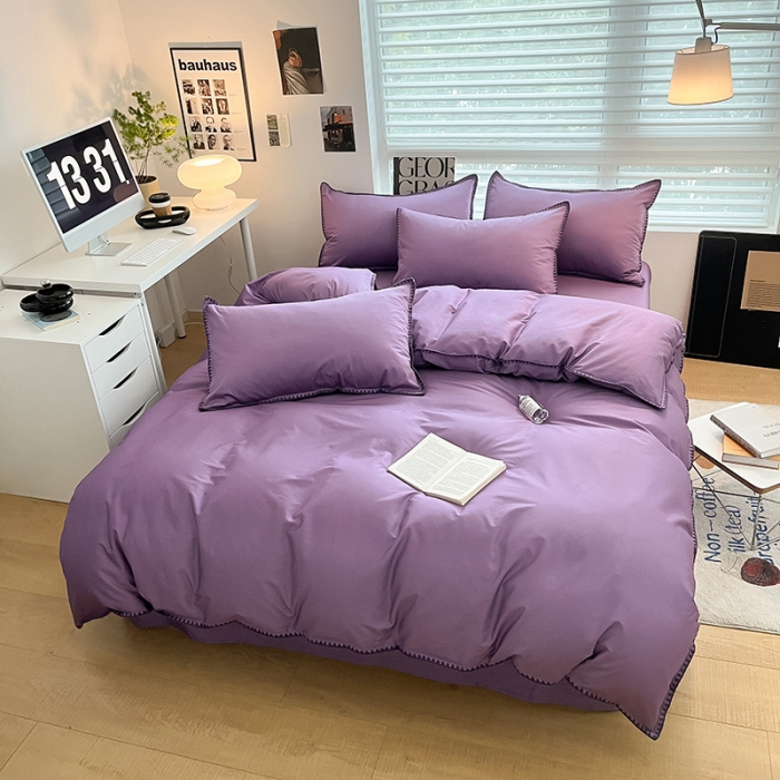 91家纺网 家纺一手货源 找家纺 莱登卡奴 2023新款全棉13374贝壳绣系列 贝壳绣-暗紫