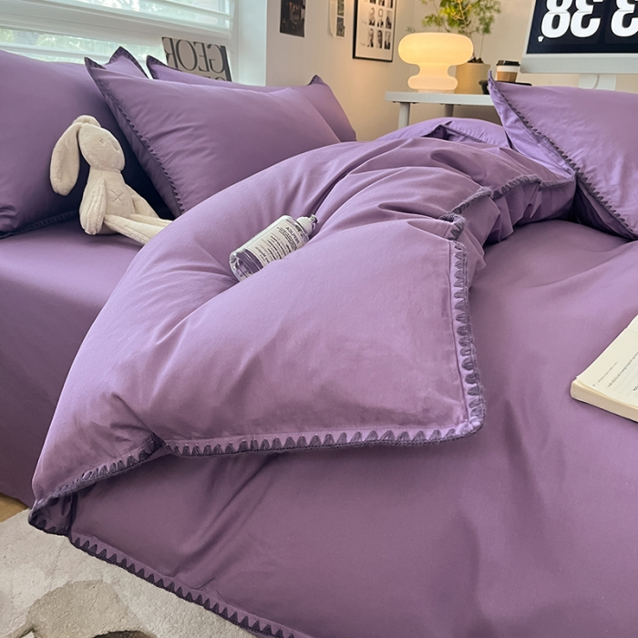 91家纺网 家纺一手货源 找家纺 莱登卡奴 2023新款全棉13374贝壳绣系列 贝壳绣-暗紫