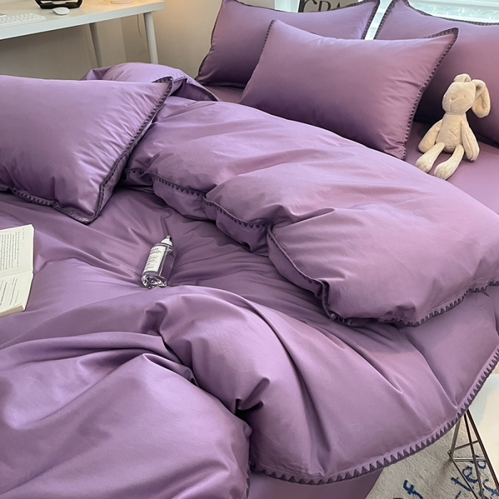 91家纺网 家纺一手货源 找家纺 莱登卡奴 2023新款全棉13374贝壳绣系列 贝壳绣-暗紫