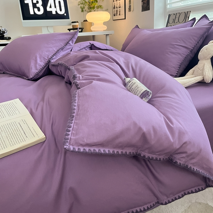 91家纺网 家纺一手货源 找家纺 莱登卡奴 2023新款全棉13374贝壳绣系列 贝壳绣-暗紫