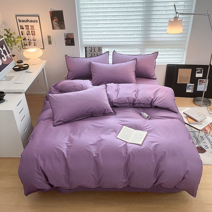 91家纺网 家纺一手货源 找家纺 莱登卡奴 2023新款全棉13374贝壳绣系列 贝壳绣-暗紫