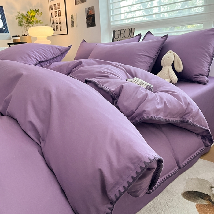 91家纺网 家纺一手货源 找家纺 莱登卡奴 2023新款全棉13374贝壳绣系列 贝壳绣-暗紫