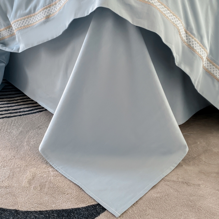 91家纺网 家纺一手货源 找家纺 安妮 2023新款全棉刺绣四件套邂逅系列 梵星蓝