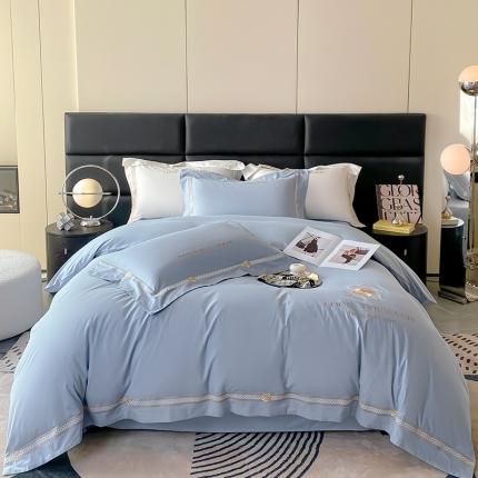 安妮 2023新款全棉刺绣四件套邂逅系列 天空蓝