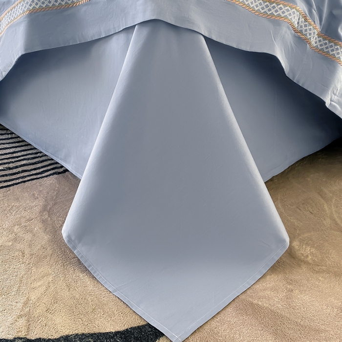 91家纺网 家纺一手货源 找家纺 安妮 2023新款全棉刺绣四件套邂逅系列 天空蓝