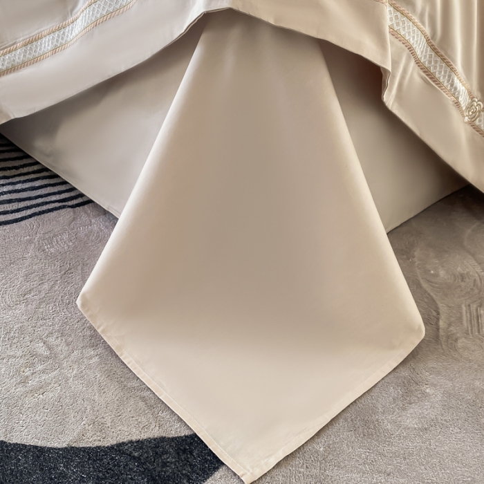 91家纺网 家纺一手货源 找家纺 安妮 2023新款全棉刺绣四件套邂逅系列 香槟色