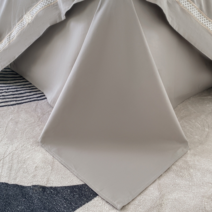 91家纺网 家纺一手货源 找家纺 安妮 2023新款全棉刺绣四件套邂逅系列 洋气灰