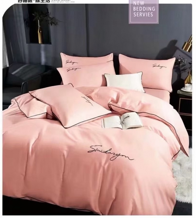 91家纺网 家纺一手货源 找家纺 U品汇 【假一赔十】正宗60支长绒棉纯色刺绣花纯棉全棉四件套 玉