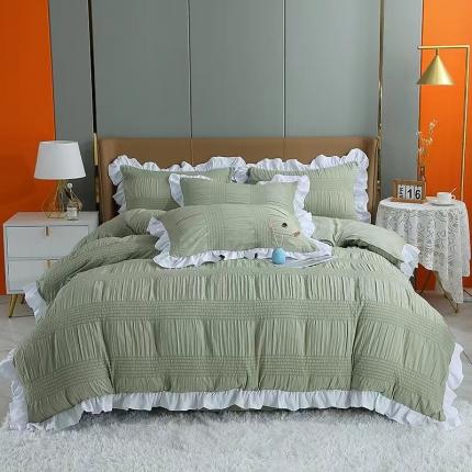 91家纺网 家纺一手货源 找家纺 （总）歌历斯 2023新款韩版泡泡纱四件套