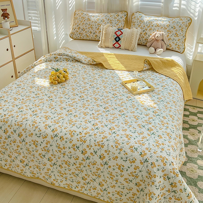 91家纺网 家纺一手货源 找家纺 沐纯家居 2023春夏新品40S全棉12868水洗印花床盖 春晓