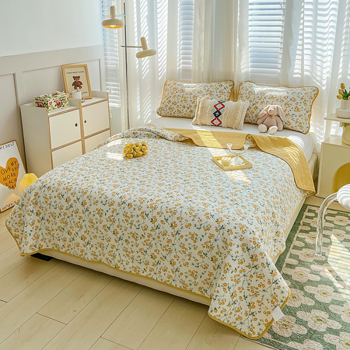 91家纺网 家纺一手货源 找家纺 沐纯家居 2023春夏新品40S全棉12868水洗印花床盖 春晓