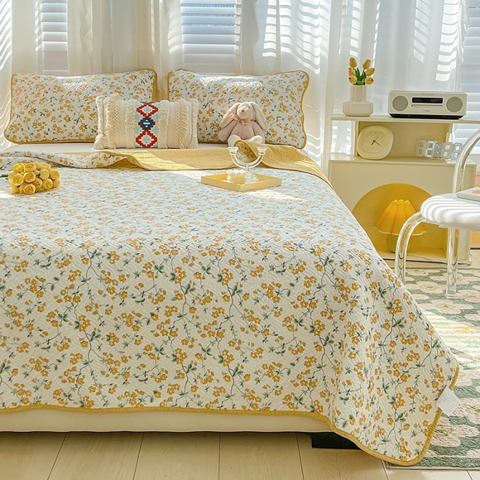 91家纺网 家纺一手货源 找家纺 沐纯家居 2023春夏新品40S全棉12868水洗印花床盖 春晓