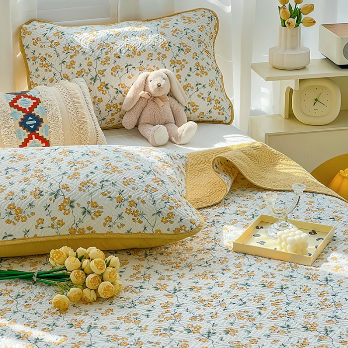 91家纺网 家纺一手货源 找家纺 沐纯家居 2023春夏新品40S全棉12868水洗印花床盖 春晓