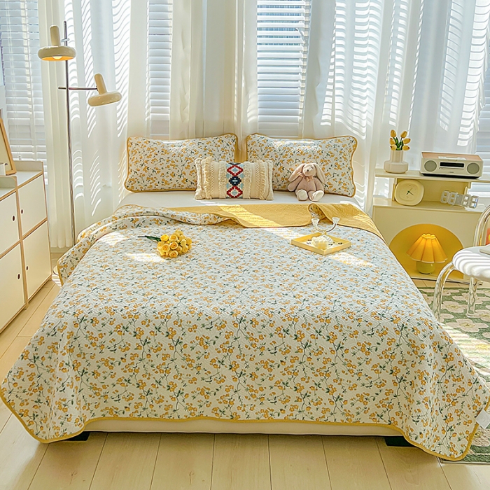 91家纺网 家纺一手货源 找家纺 沐纯家居 2023春夏新品40S全棉12868水洗印花床盖 春晓