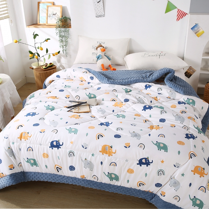 91家纺网 家纺一手货源 找家纺 欧朵 2023新款豆豆夏被冬被被子被芯 彩虹小象