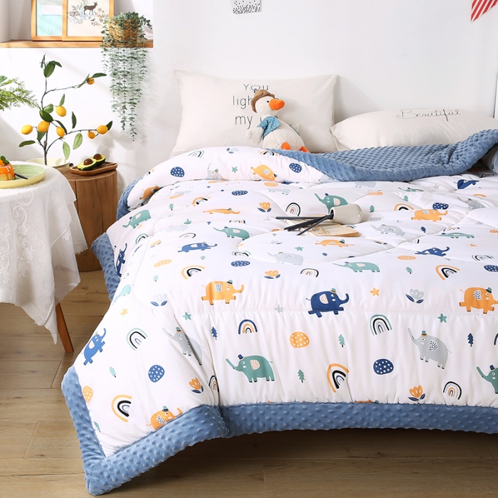 91家纺网 家纺一手货源 找家纺 欧朵 2023新款豆豆夏被冬被被子被芯 彩虹小象