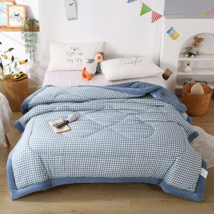 91家纺网 家纺一手货源 找家纺 欧朵 2023新款豆豆夏被冬被被子被芯 简格蓝