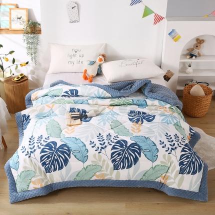 91家纺网 家纺一手货源 找家纺 欧朵 2023新款豆豆夏被冬被被子被芯 雨林蓝